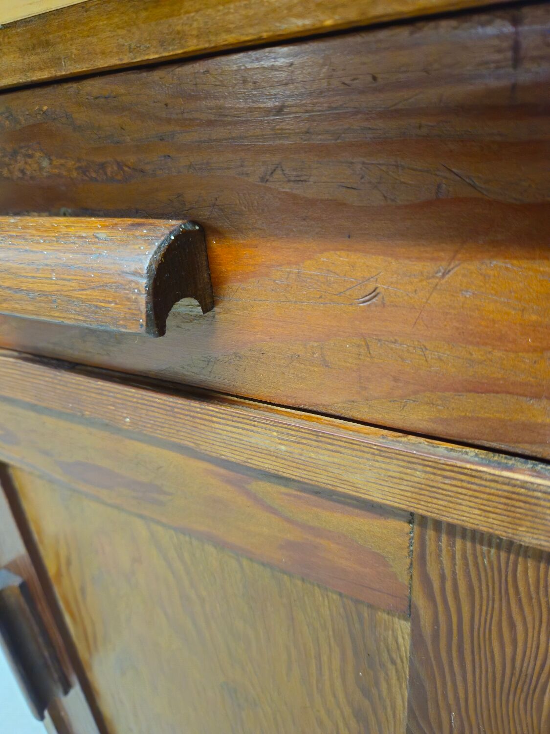 Small fir desk, workshop, 1950s