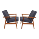 Paire de fauteuils scandinave vintage bleu marine tweed 