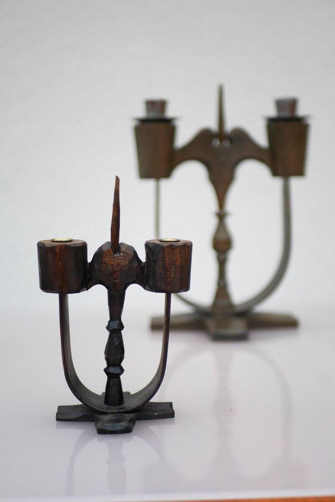 Swedish wooden candleholders from Taserud, 1955, set of 2