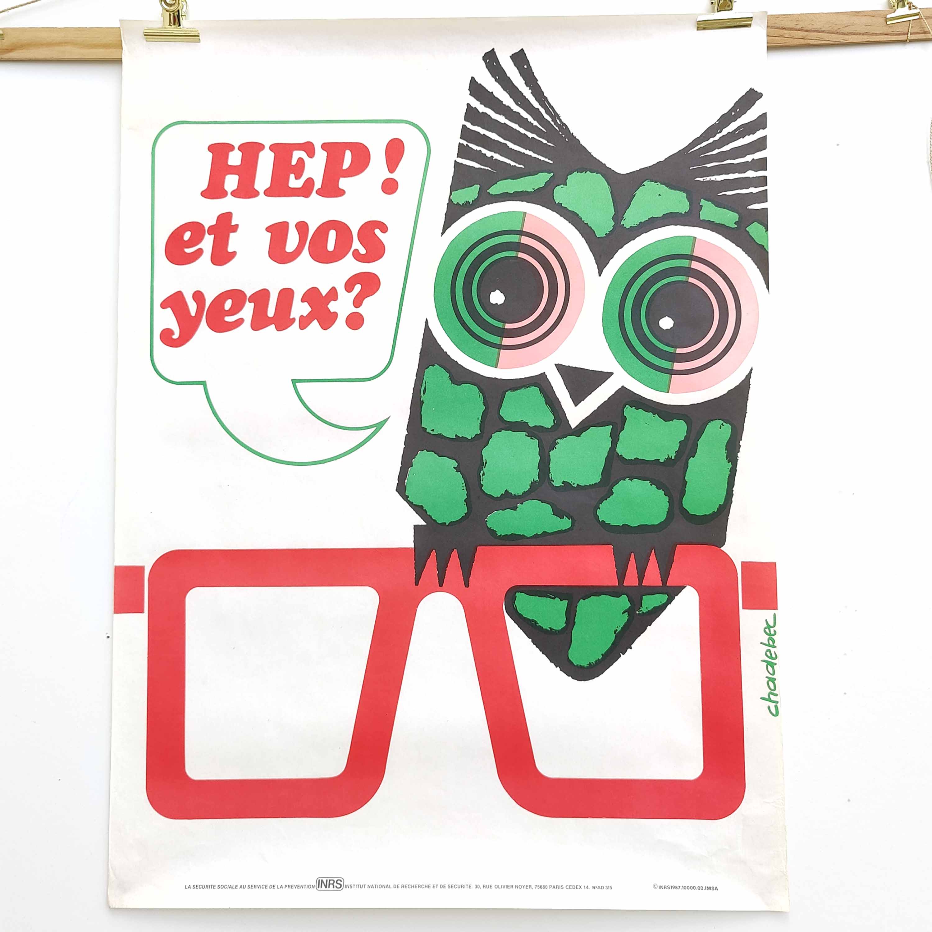 Vintage poster INRS 1987 graphics Chadebec