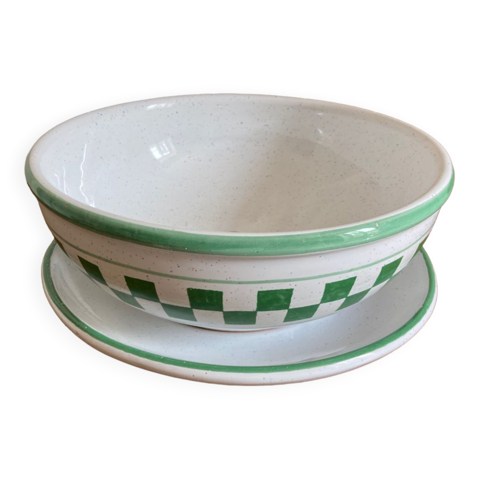 Glazed terracotta strainer and its cup