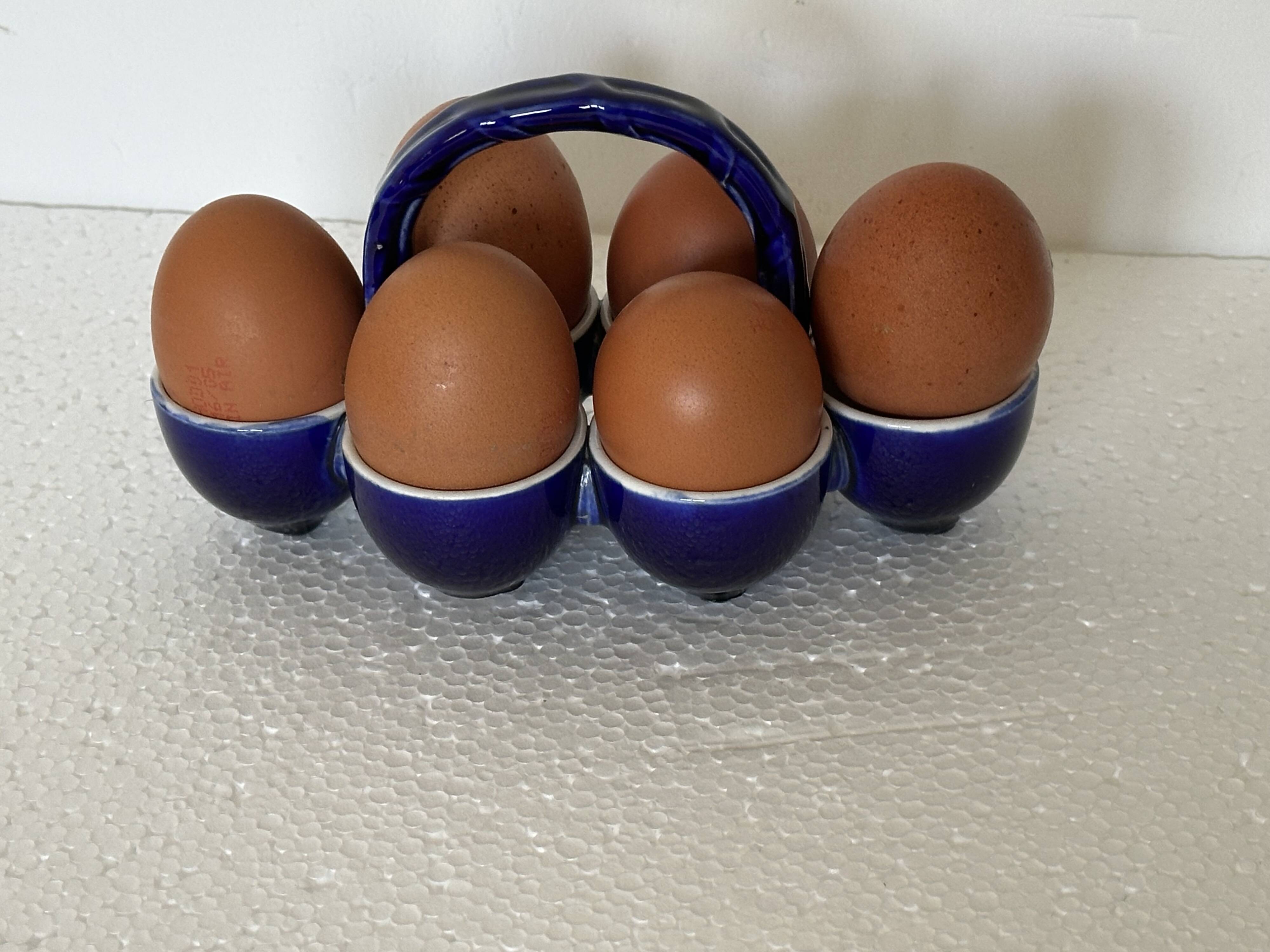 Cobalt Blue Egg Cup Service in earthenware by Georges Dreyfus workshop circa 1900