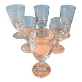 Série de 6 verres à pied anciens dépareillés