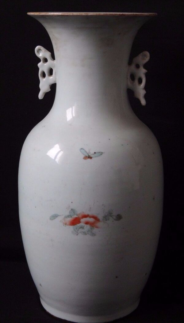 Vase Chinois porcelaine 43cm Qing femmes porcelaine Chine XIX