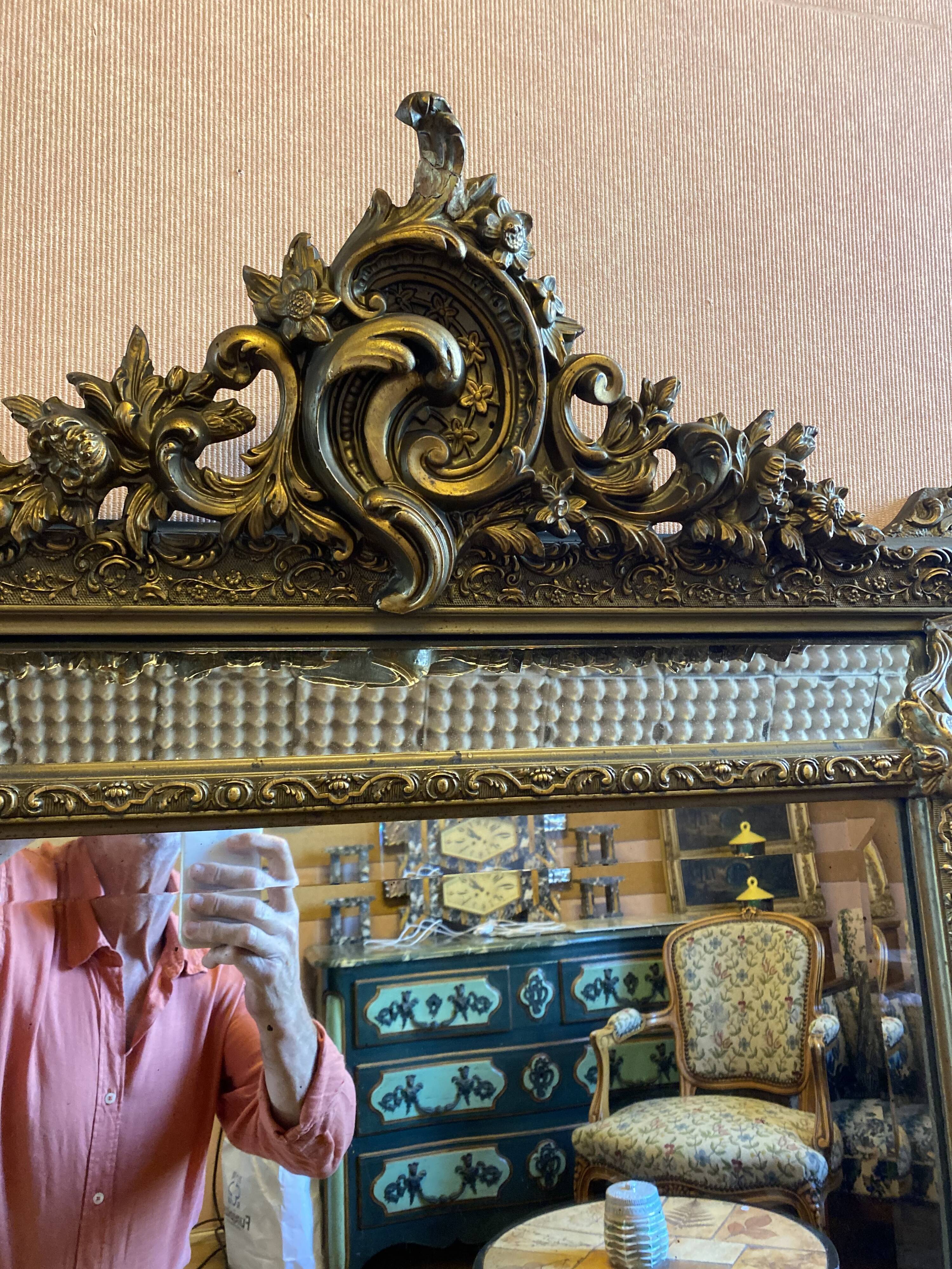 Bevelled mirror with gilded stucco parclose, from the Napoleon III period