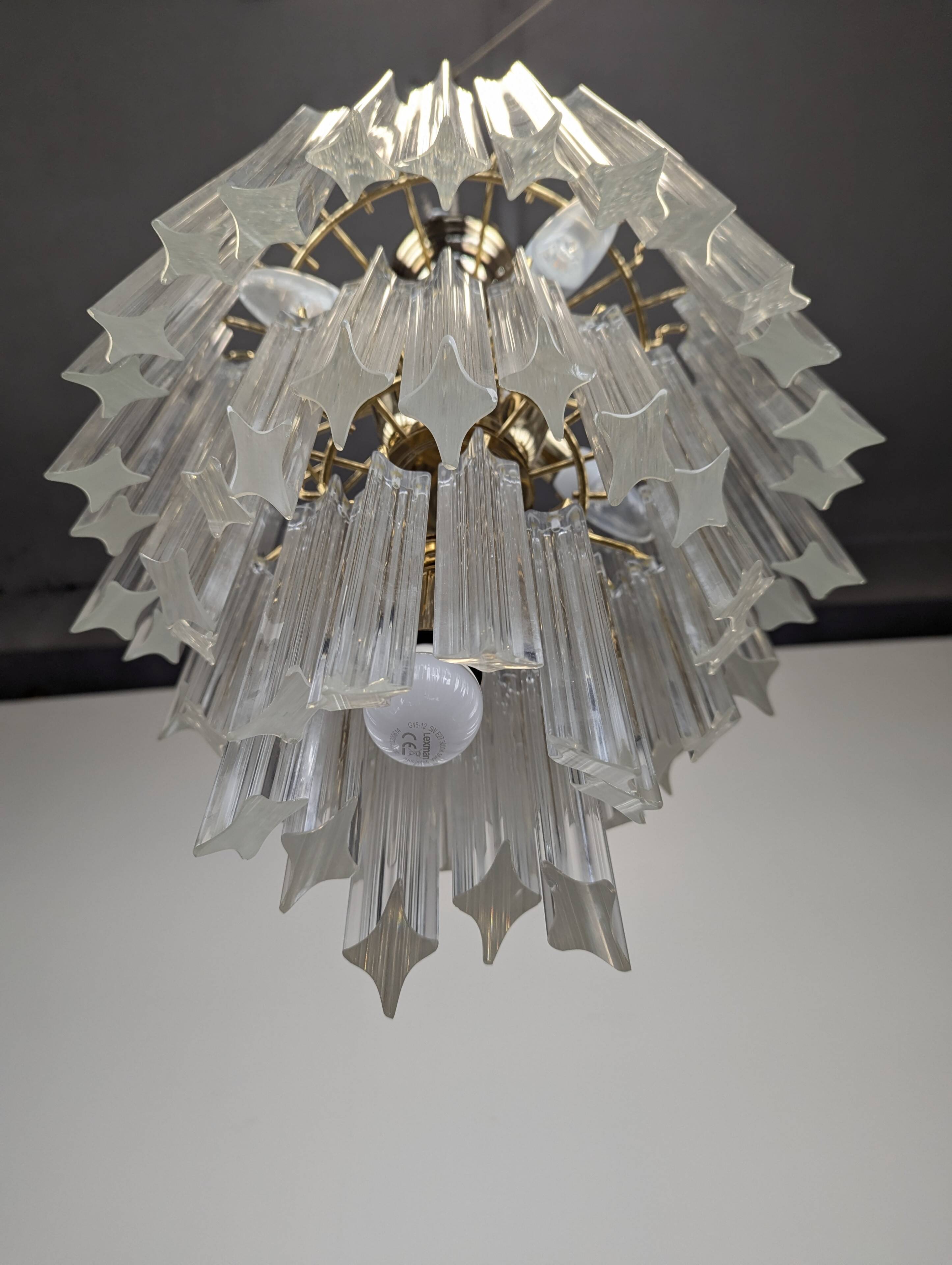 Brass and Murano chandelier by Venini by Novaresi