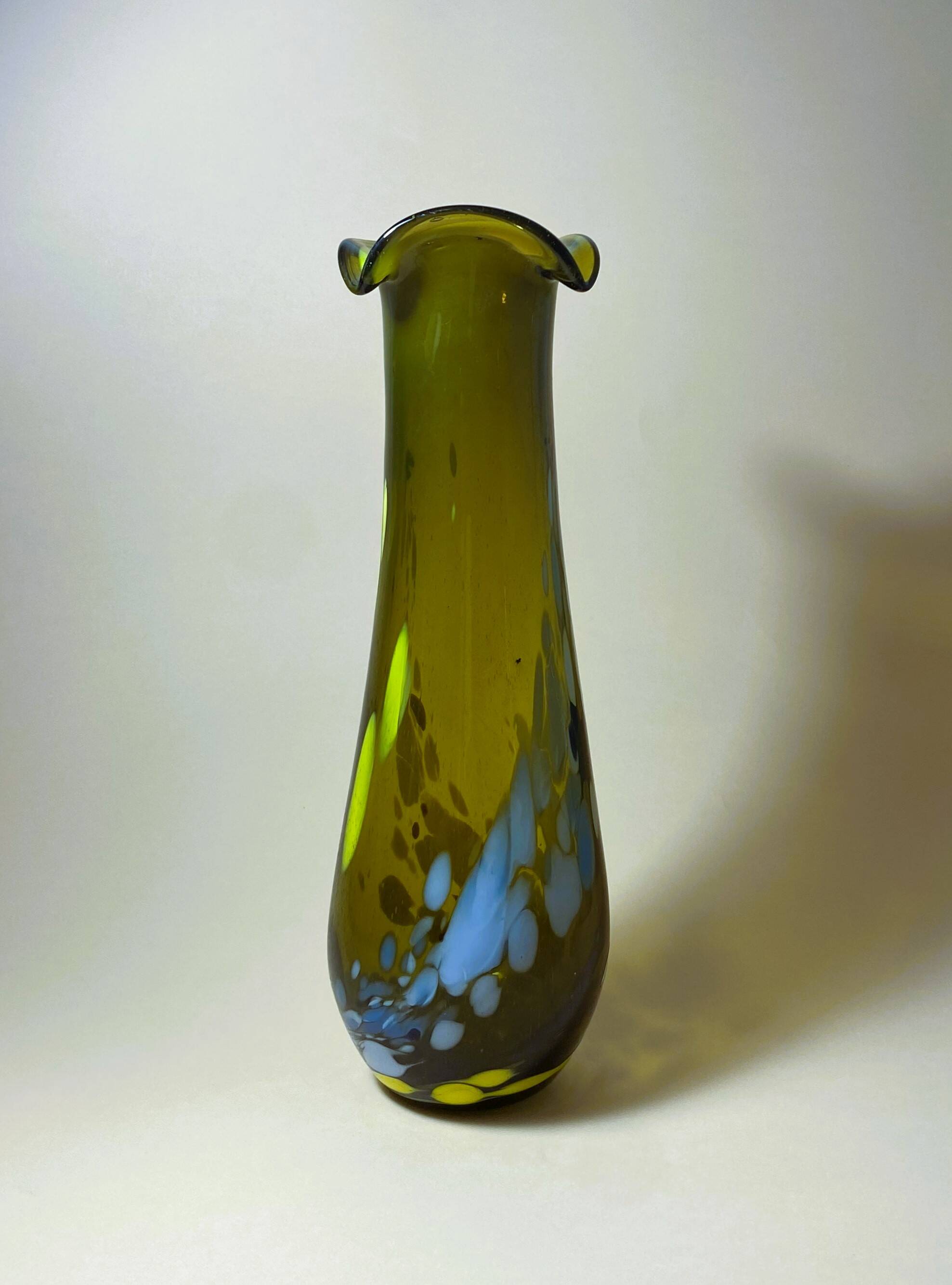 Vintage Modern Glass Vase Budveszel Gyula Hungary 1990s