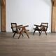 Pierre Jeanneret lounge chairs PJ-SI-29-A in teak and Cane, 1950s