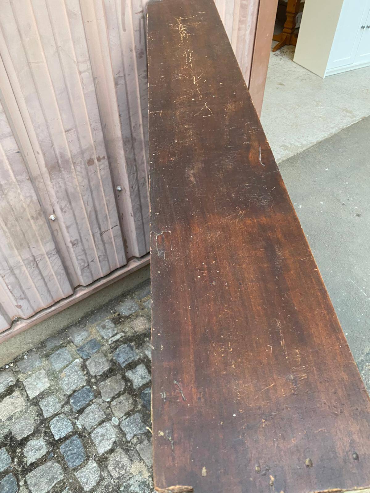 Étagère vintage d'époque en bois massif faible profondeur