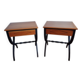 Pair of patinated Directoire style bedside or sofa end tables