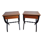 Pair of patinated Directoire style bedside or sofa end tables