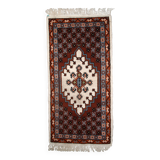 Tapis vintage fait main Berbère en laine bordeaux et blanc (81cm x 170cm)