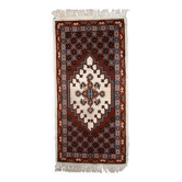 Tapis vintage fait main Berbère en laine bordeaux et blanc (81cm x 170cm)
