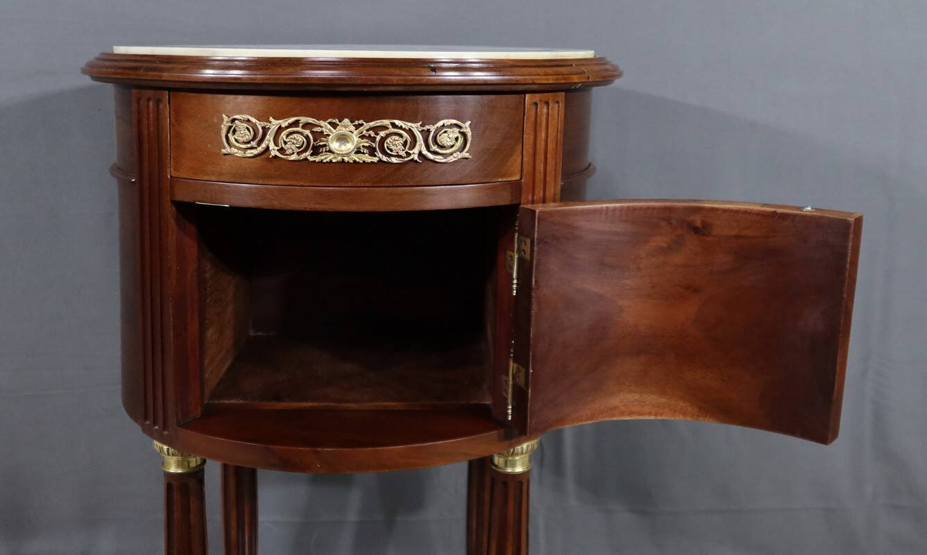 Small Tambour Table in Mahogany, Louis XVI style – Late 19th century