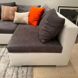 Canape 3 seats angle gray and white