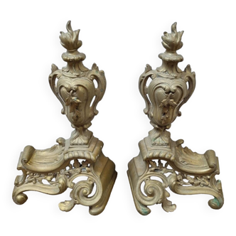 Louis XVI bronze andirons