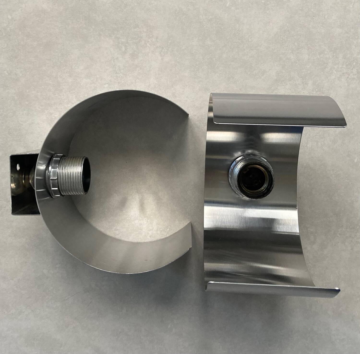 Pair of Space Age brushed metal wall lights