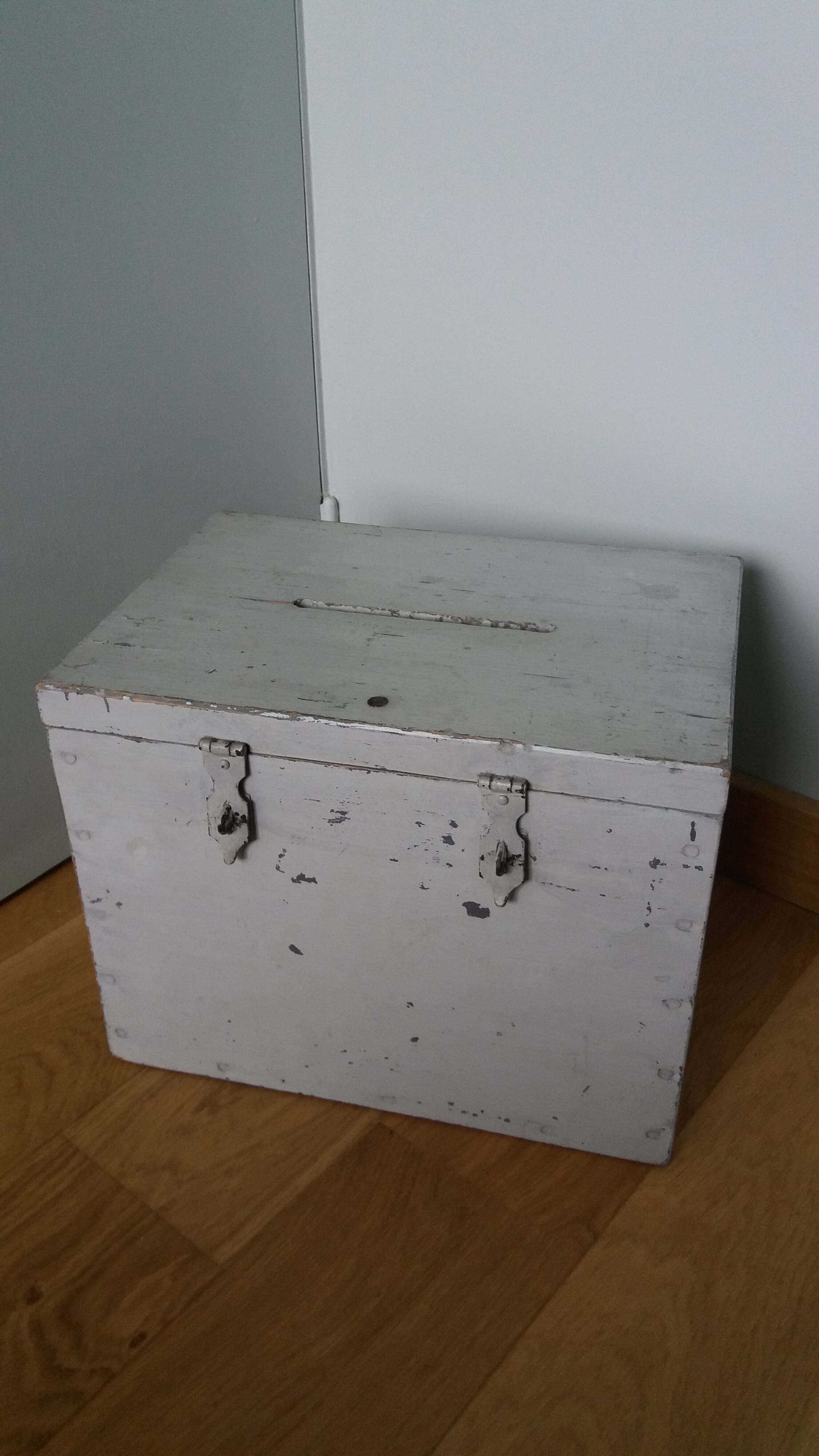 Old ballot box, solid wood chest
