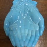 Coupelle à bijoux mains en opaline bleue