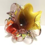 Grand cendrier/vide-poche en verre de Murano polychrome, attribué à Toso, Italie