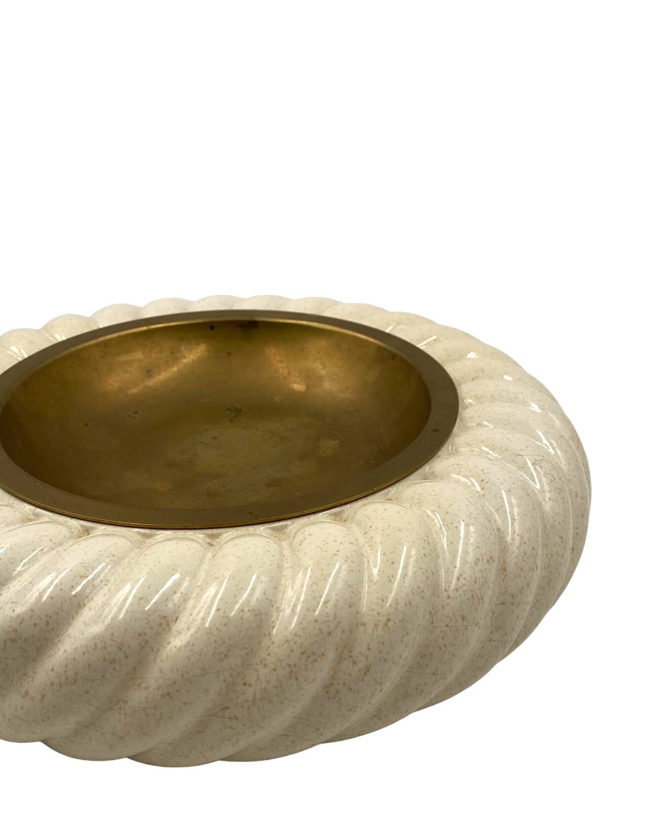 Tommaso Barbi, cream ceramic ashtray / vide poche, B Ceramiche, ca. 1970