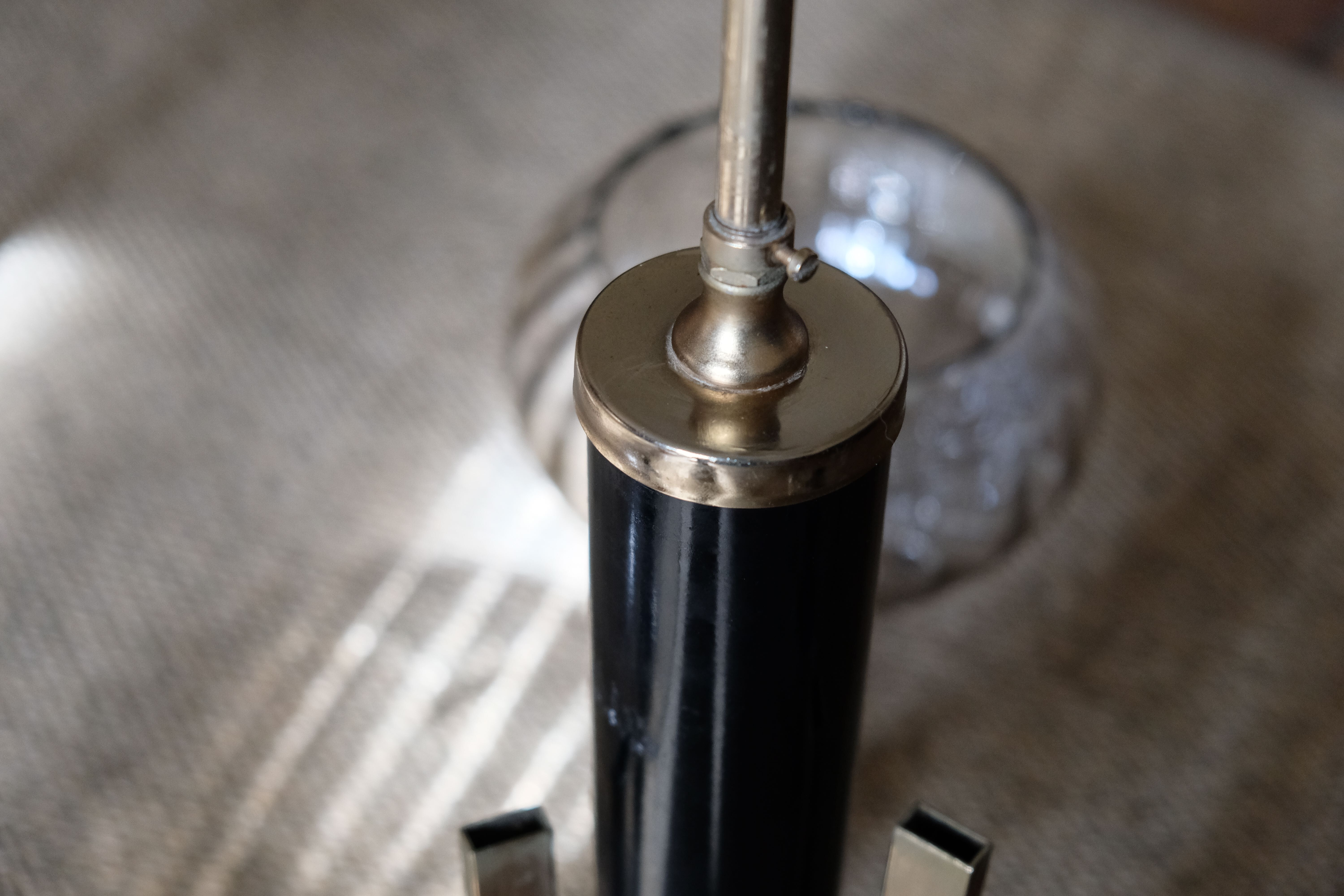 Smoky glass, brass and steel ceiling light