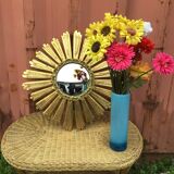 Sun mirror, witch's eye, in gilded wood circa 1960-70