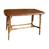 Wood and rattan coffee table - 1960s