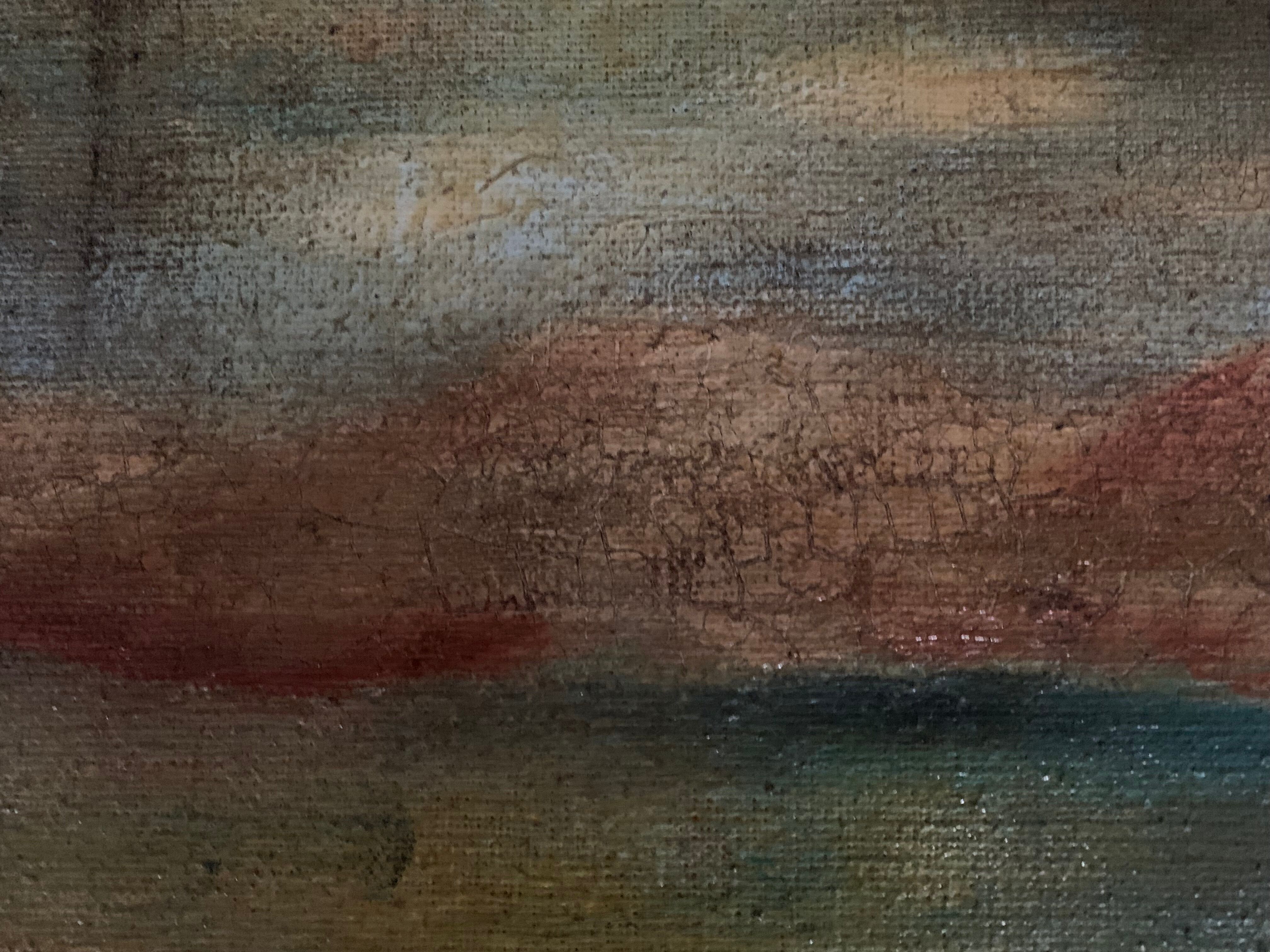 Oil on canvas signed woman on the beach