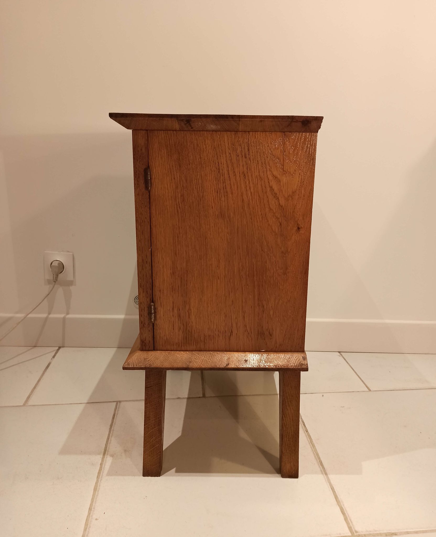 Bedside night table vintage compass feet and solid wood marquetteries