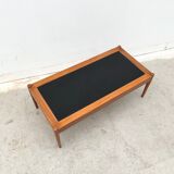 Scandinavian coffee table in teak and black formica, 1960.