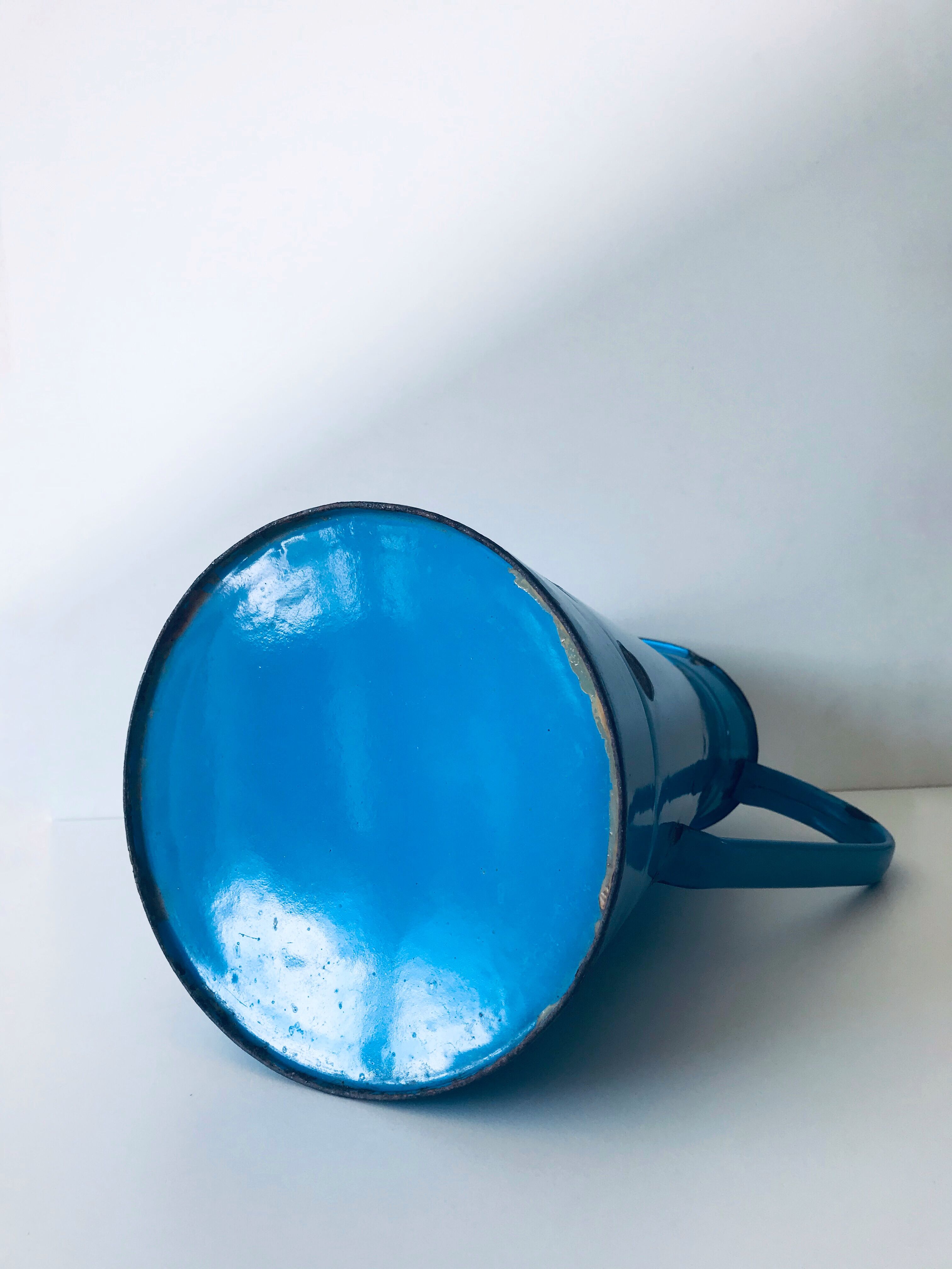 Old blue enamelled broc