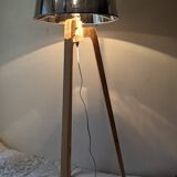 ash tripod lamp and lampshade silver-effect transparent appearance once the lamp is turned on