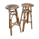 Set of 2 vintage rattan stools