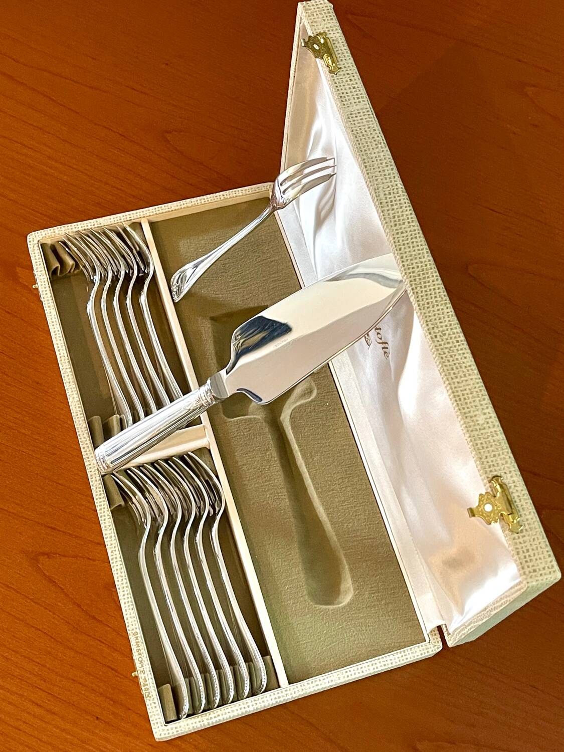 Christofle Malmaison dessert service 12 cake fork with serving shovel