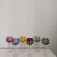 Set of 6 colored crystal stemmed glasses