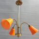 Brass chandelier 3 tulips orange Casimir 1970