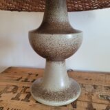 Stoneware and rattan lamp