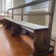 Very large church bench in patinated raw oak