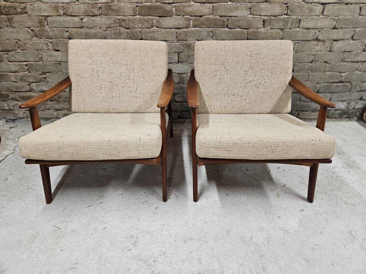 Pair of Scandinavian Danish teak armchairs 1960