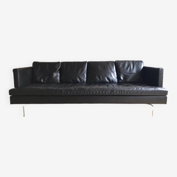 Canapé en cuir noir haut de gamme, Canapé Ligne Roset modèle Stricto Sensu