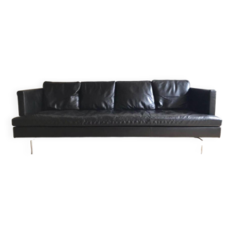 High-end black leather sofa, Ligne Roset sofa model Stricto Sensu