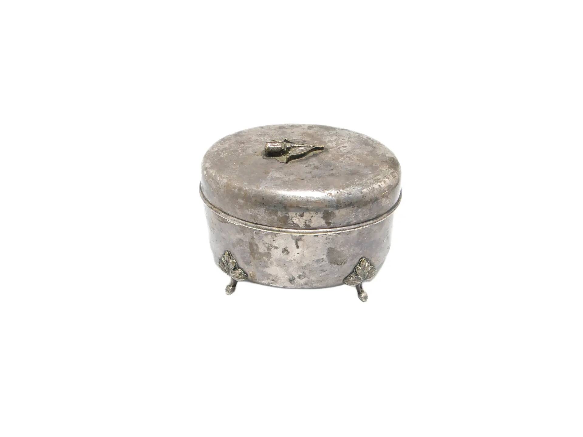 Art Deco sugar bowl, silver-plated brass, Fraget, Poland, 1920s.