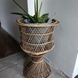 Porte-plante, cache-pot en rotin