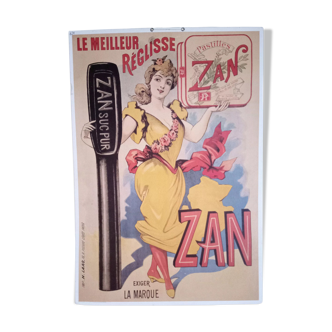 Reproduction Poster ZAN SUC PUR (ZAN Pastille), on cardboard, Imp. H.Laas in Paris
