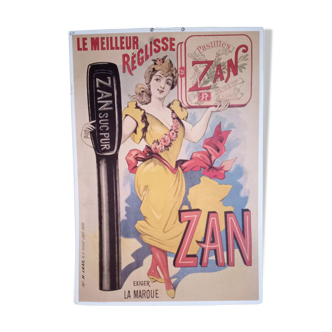 Affiche zan suc pur pastille zan sur carton imp. h.laas à paris