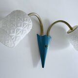 Vintage 50s Blue Glass Wall Lamp