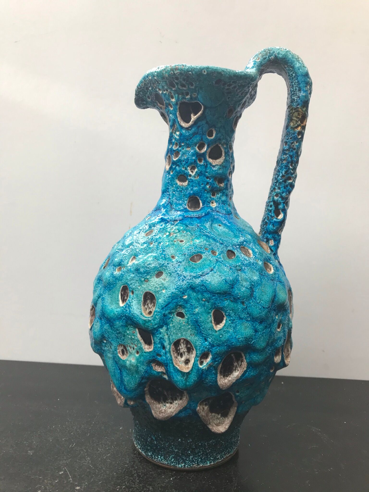 Former ceramic ewer pitcher - vintage blue ecumes