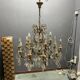 Large Florentine Tole Chandelier with Murano Glass Flowers, Italy, 195