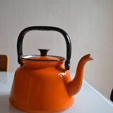Vintage kettle orange enameled steel 1.5 liter